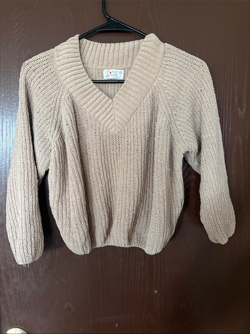 Neutral Beige V-Neck Knit Sweater